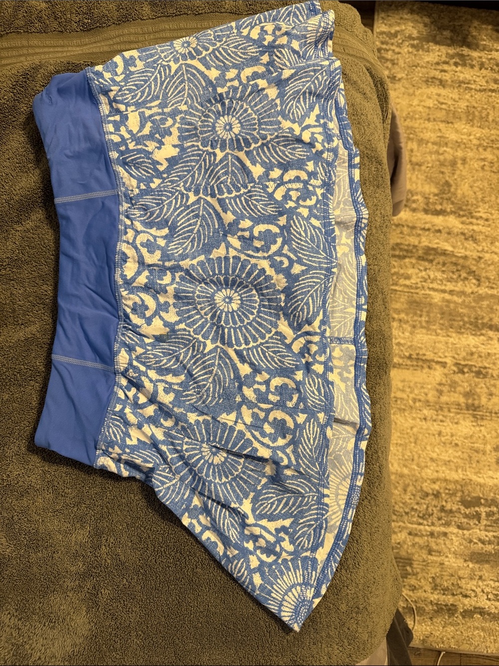 Blue Floral Athletic Skirt with Built-In Shorts